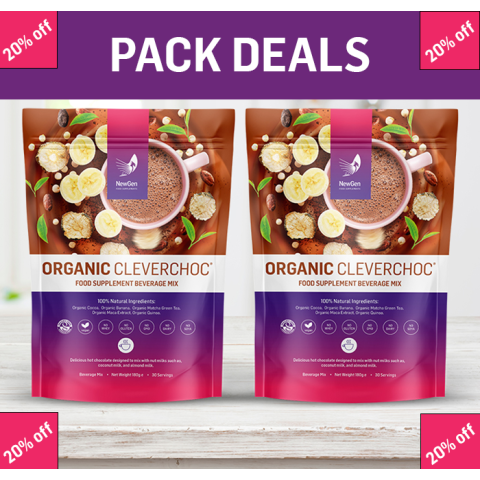 20% off 2 pouches of Organic Clever Choc - Normal SRP £89.98